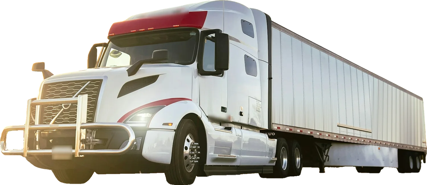 Tractocamión con caja seca listo para carga completa