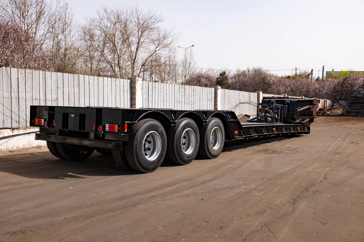Remolque lowboy de tres ejes